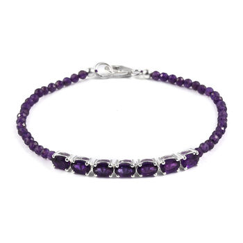 Afrikanischer Amethyst Armband 19 cm 925 Silber ca. 10,54 ct