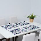 4er-Tischset, Blumenmuster, Dunkelblau image number 0