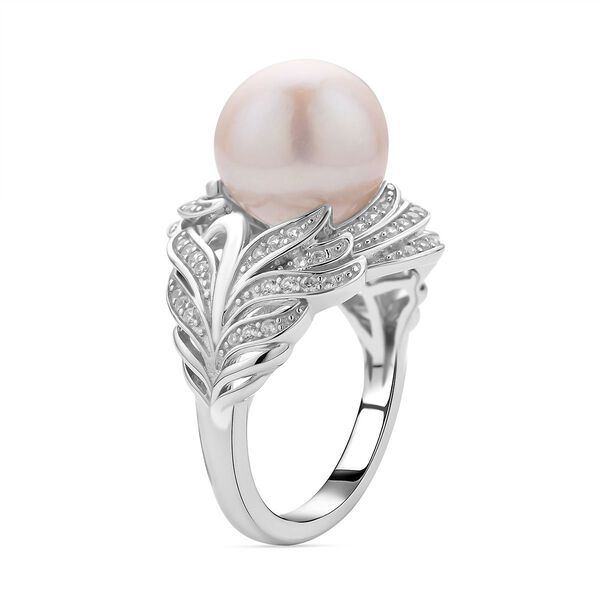 Wei&szlig;e Edison Perle und wei&szlig;er Zirkon-Ring - 0,84 ct. image number 4