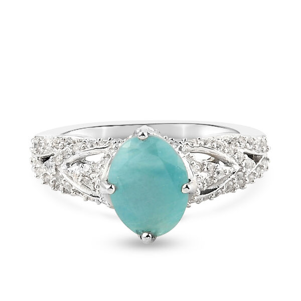 Grandidierit und Zirkon Ring 925 Silber platiniert  ca. 2,75 ct