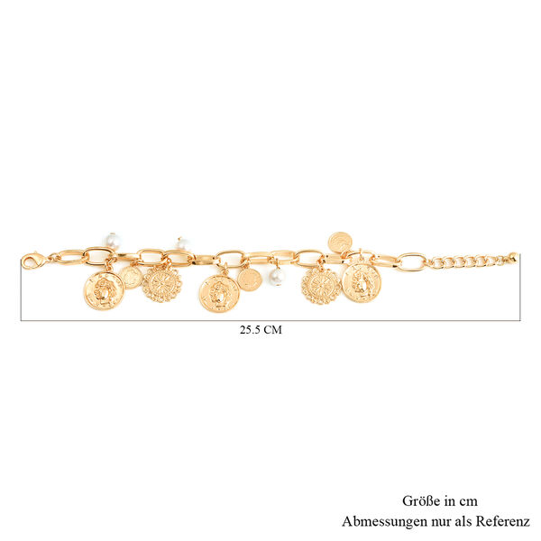 Wei&szlig;es Glasperlen-Armband, 19 cm, goldfarben image number 4