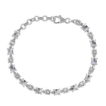 J Francis gefertigt mit SWAROVSKI - Wei&szlig;er Kristall Armband ca. 19 cm 925 Silber rhodiniert 5.69 ct
