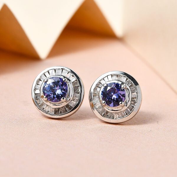 Tansanit und Diamant-Ohrstecker - 1,35 ct. image number 2