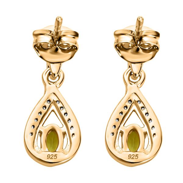 Nat&uuml;rliche AA Calabar-Turmalin, Wei&szlig;er Zirkon Ohrringe, 925 Silber Gelbgold Vermeil, ca. 0.66 ct image number 5