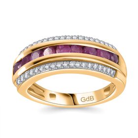 Afrikanischer Rubin und Zirkon Ring - 1,20 ct.