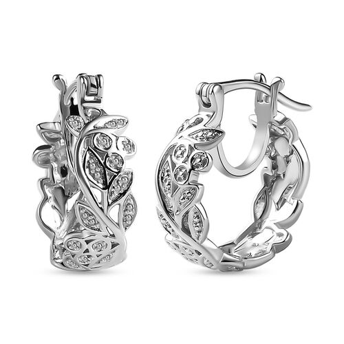 ALLORO platinierte Silber-Creolen mit Diamantakzenten image number 0