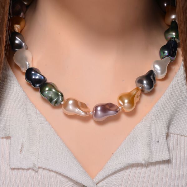 Mehrfarbige Muschelkernperle 50cm Halskette und 21,5cm Armband image number 2
