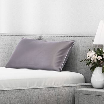 Serenity Night - 100% Maulbeerseide Sommerseidendecke mit Seidenf&uuml;llung Daunenkissen und Seidenkissenbezug Grau