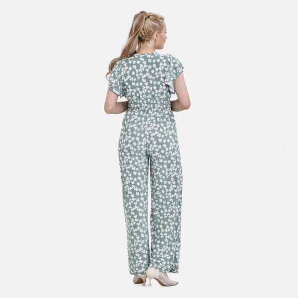 Jumpsuit mit gesmokter Taille und Flatter&auml;rmel, gr&uuml;n image number 7