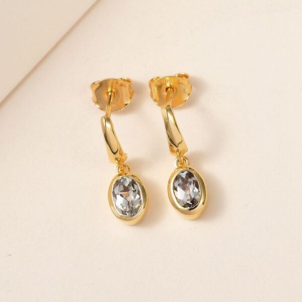 AAA Turkizit-Ohrringe in 925 Silber mit Gelbgold Vermeil image number 2