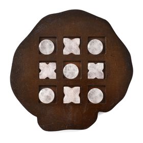 Tic Tac Toe mit Rosenquarz-Edelstein