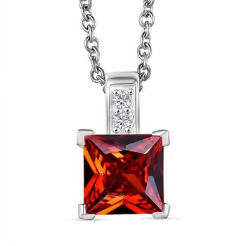 D'Joy Roter Zirkonia, Wei&szlig;er Zirkonia Schmuckset ca. 50 cm 925 Silber und 316L Edelstahl 4.36 ct