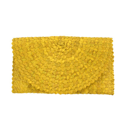 Handgemachte Clutch Tasche aus Palmblättern, Gelb