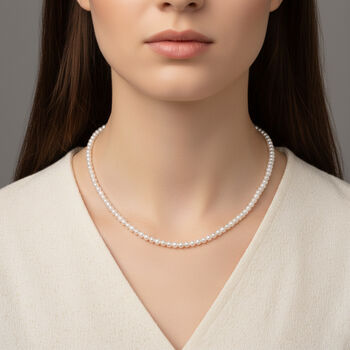 D'Joy AAA Chinesische Akoya-Perle (3-5 mm) Halskette ca. 45 cm + 5 cm Extender, 925 Silber rhodiniert