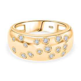 Moissanit Ring 925 Silber 750 Gelbgold Vermeil (Größe 17.00) ca. 0,32 ct