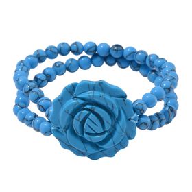 Blaues Howlit handgeschnitztes Blumen-Armband, 17-19cm - 150 ct.