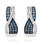 Weißer und Blauer Diamant Ohrringe 925 Silber platiniert ca. 0,33 ct