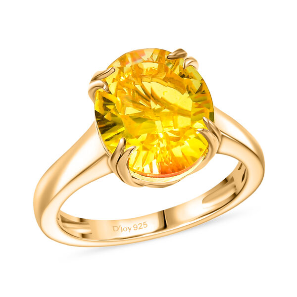 D'Joy - Lichtkranz-Design Sphaleros Quarz Ring 925 Silber 750 Gelb Vergoldet (Gr&ouml;&szlig;e 20.00) ca. 5.19 ct image number 4