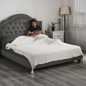 100% Musselin-Baumwolle: 3-lagige Sommerdecke, 160x200 cm, Elfenbeinfarben