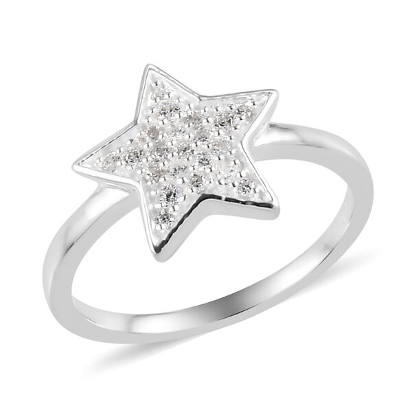 Weißer Simulierter Diamant Stern Ring 925 Silber  ca. 0,31 ct image number 4