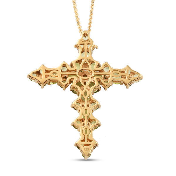 Peridot Kreuz-Anh&auml;nger mit Kette in Silber, 5,55 ct. image number 6