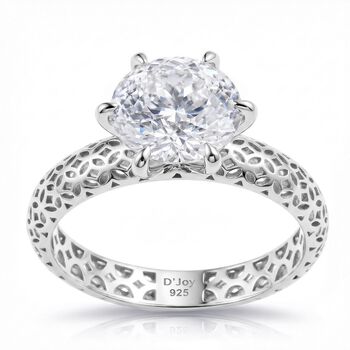 D'Joy Moissanit Ring 925 Silber rhodiniert (Gr&ouml;&szlig;e 21.00) ca. 2,23 ct