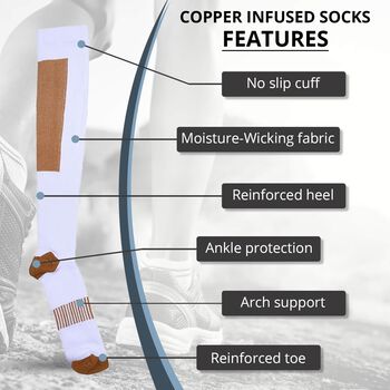 4er Set - Kupferfaser-Kompressions-Strumpfe, Antibakteriell und Anti-Geruch (2x Gr&ouml;&szlig;e S und 2x Gr&ouml;&szlig;e M), Wei&szlig;