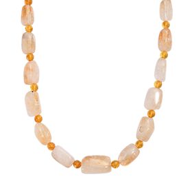 Citrin, Bernstein Halskette ca. 50 cm mit 2.5 cm extender, Nickelfreies Messing platiniert