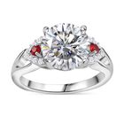 Moissanit, Roter Saphir Ring 925 Silber rhodiniert (Größe 18.00) ca. 4,03 ct