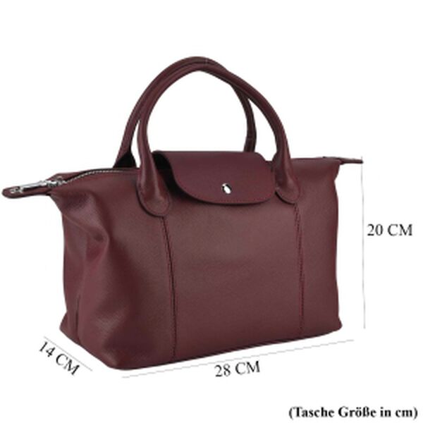 Echtleder Crossbody Tasche, verstellbarer Riemen, 28x14x20cm, Burgund image number 8