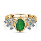 GEM FIESTA Kollektion - AA Kagem Sambischer Smaragd, Aquamarin Ring 925 Silber 750 Gelbgold Vermeil (Größe 17.00) ca. 2.00 ct