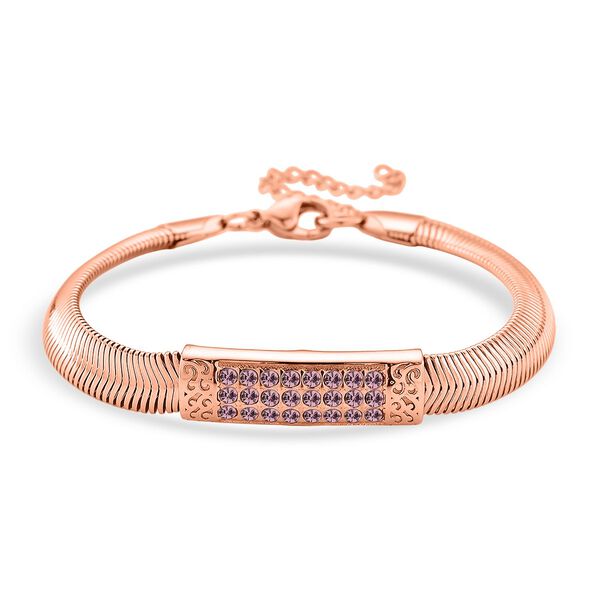 DESIGNER-INSPIRIERT Rosafarbenes Kristall-Armband, ca. 19 cm, Reiner Edelstahl, roséfarben image number 0