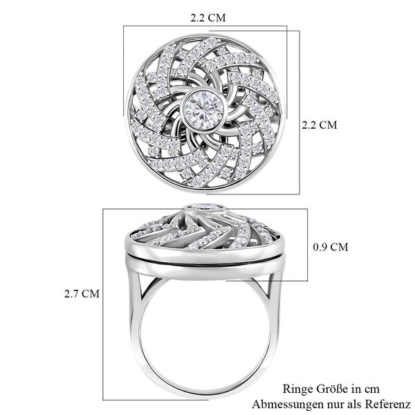 Moissanit Ring 925 Silber platiniert (Gr&ouml;&szlig;e 17.00) ca. 1.62 ct image number 6