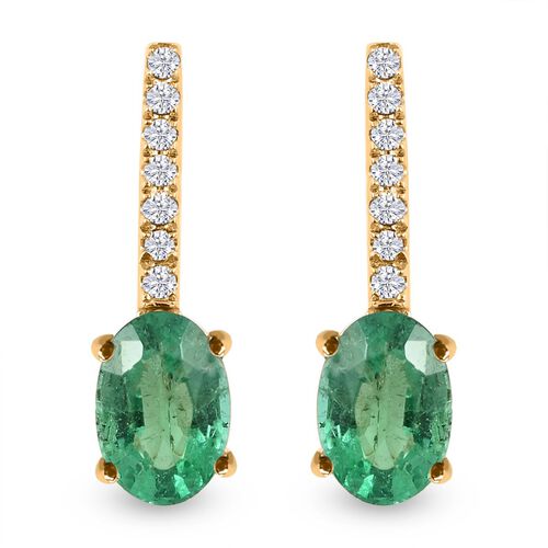 LUXORO zertifizierte und geprüfte AAA Kagem sambische Smaragd und Diamant-Ohrringe- 1,75 ct. image number 0