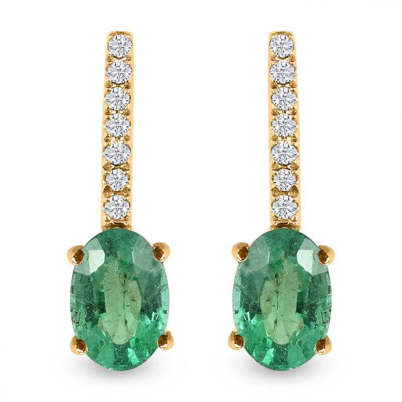 LUXORO zertifizierte und geprüfte AAA Kagem sambische Smaragd und Diamant-Ohrringe- 1,75 ct. image number 0