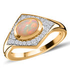 Natürlicher Äthiopischer Opal und Zirkon Ring 925 Silber vergoldet  ca. 0,94 ct image number 3