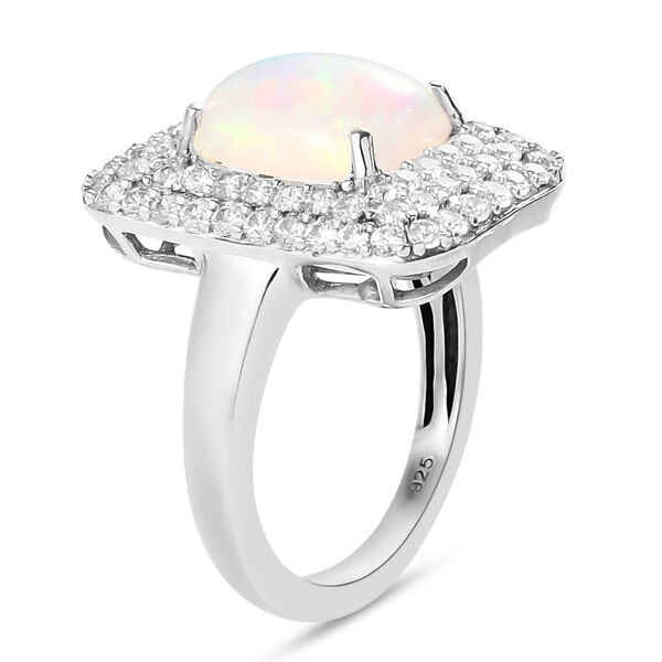 Natürlicher, äthiopischer Opal und Zirkon-Ring, 925 Silber platiniert  ca. 3,33 ct image number 5
