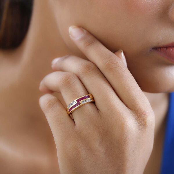 Geometric Meander Rubin und Zirkon Ring- 1,11ct. image number 3