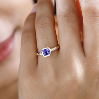 AAA Tansanit und Diamant Ring, ca. 1,14 ct.