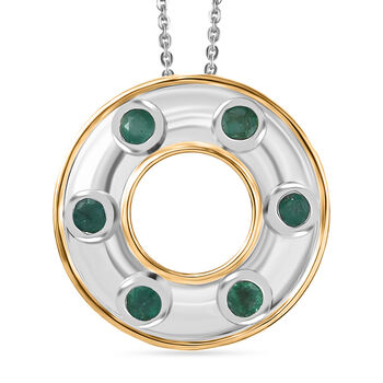 Gemfields AA Kagem Sambischer Smaragd Schmuckset 925 Silber rhodiniert, 925 Silber Rhodiniert und 750 Gelbgold Vermeil ca. 0.66 ct