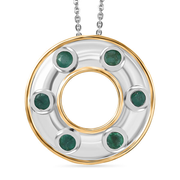 Gemfields AA Kagem Sambischer Smaragd Schmuckset 925 Silber rhodiniert, 925 Silber Rhodiniert und 750 Gelbgold Vermeil ca. 0.66 ct