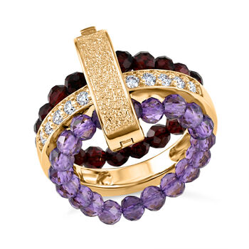 EverTrue Zirkonia, roter Granat und afrikanischer Amethyst Ring