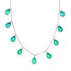 Pfau Quarz Triplette Halskette ca. 50 cm 925 Silber rhodiniert ca. 44,00 ct.