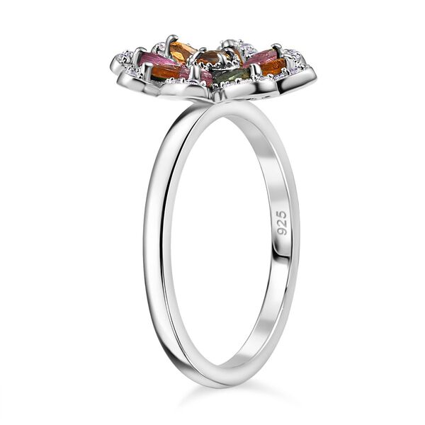 Fr&uuml;hlingsbl&uuml;te- Mehrfarbig-Turmalin Ring 925 Silber rhodiniert (Gr&ouml;&szlig;e 21.00) ca. 0.99 ct image number 4
