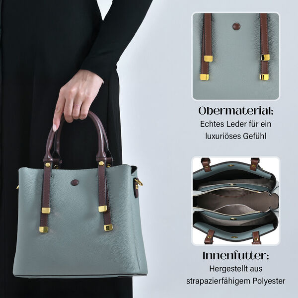 Vielseitige Umhängetasche aus echtem Leder mit abnehmbarem Schulterriemen, 30x14x24 cm, Blau image number 5