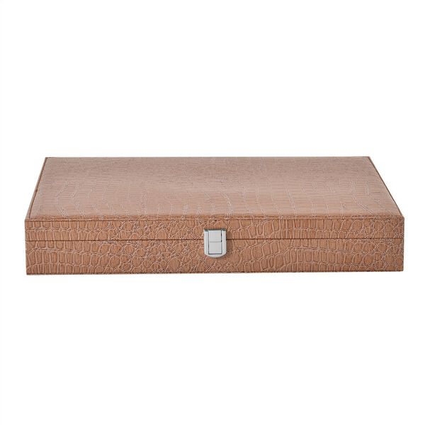 Krokodilmuster Echtleder Ring Koffer, braun image number 2