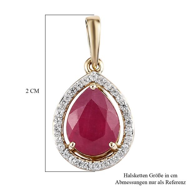 AA afrikanischer Rubin und Zirkon-Halo-Anh&auml;nger - 2,47 ct. image number 6