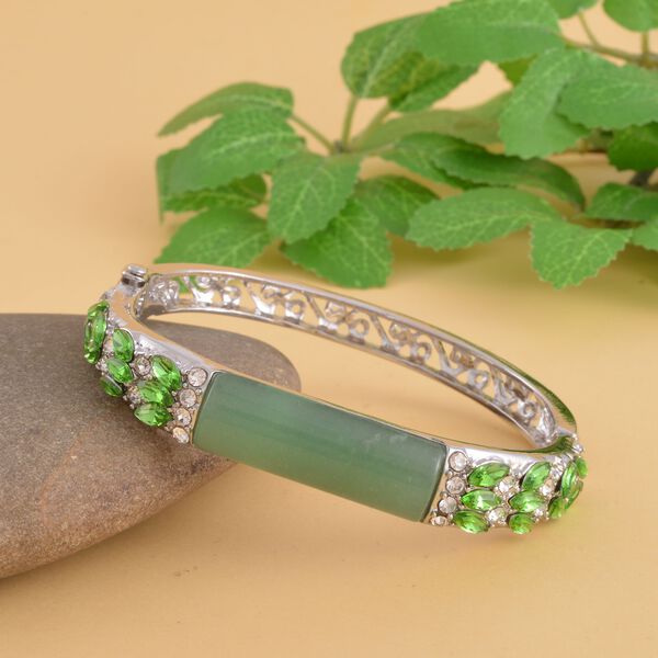 Gr&uuml;ner Aventurin, neongr&uuml;ner Kristall Armreif, ca. 18 cm image number 1