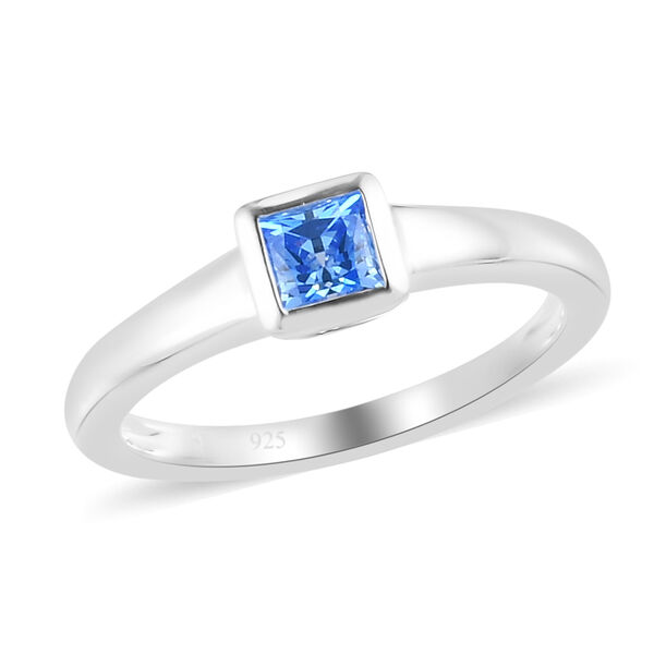 LUSTRO STELLA - feinster, Arktis-blauer Zirkonia Solit&auml;r-Ring, 925 Silber image number 4