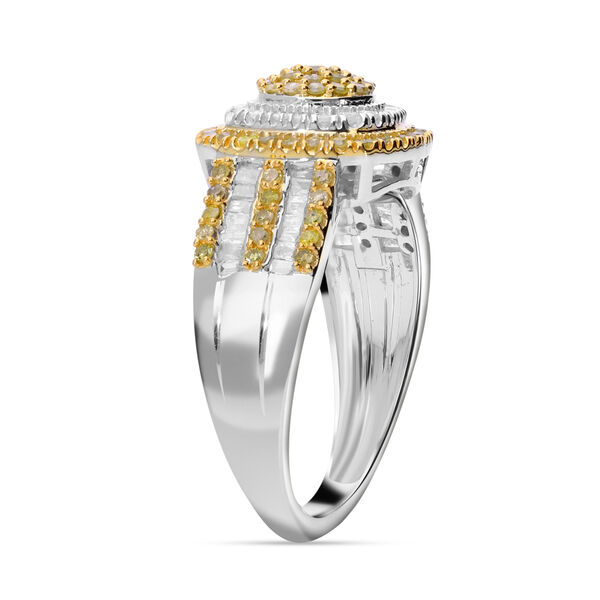 Gelber Diamant, Weißer Diamant Ring 925 Silber platiniert (Größe 20.00) ca. 1.00 ct image number 2